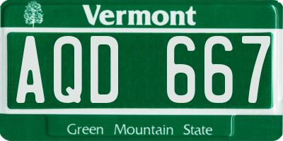 VT license plate AQD667