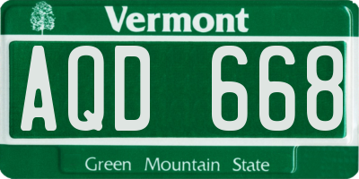 VT license plate AQD668