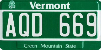 VT license plate AQD669