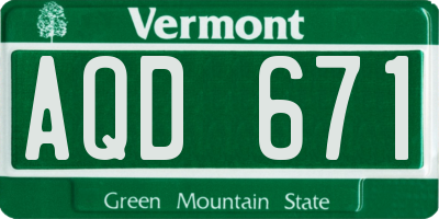 VT license plate AQD671