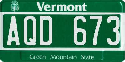 VT license plate AQD673