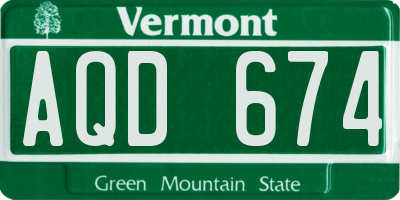 VT license plate AQD674