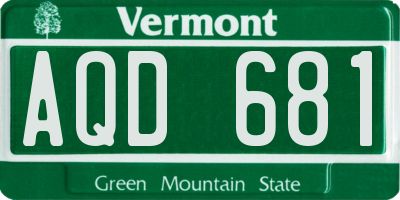 VT license plate AQD681