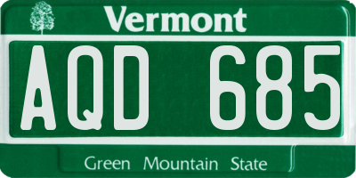VT license plate AQD685