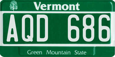 VT license plate AQD686