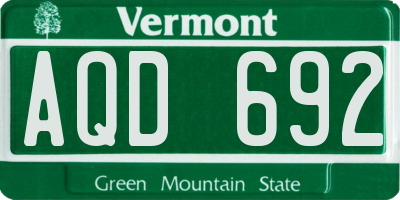 VT license plate AQD692