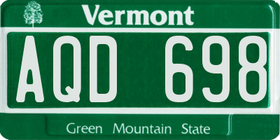 VT license plate AQD698