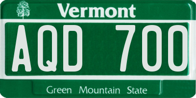 VT license plate AQD700