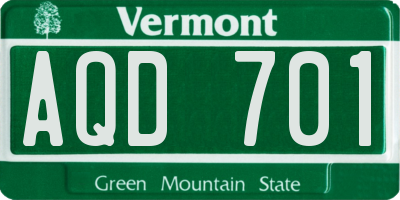 VT license plate AQD701