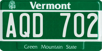 VT license plate AQD702
