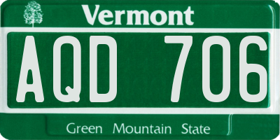 VT license plate AQD706