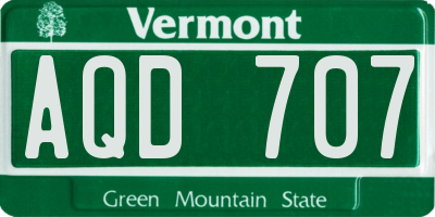 VT license plate AQD707