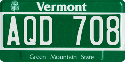 VT license plate AQD708