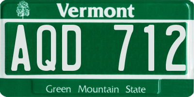 VT license plate AQD712