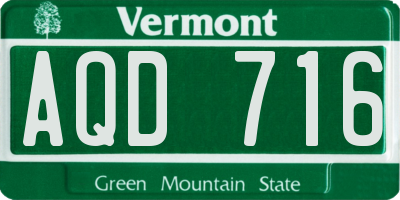 VT license plate AQD716
