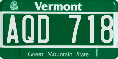 VT license plate AQD718