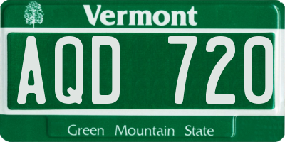 VT license plate AQD720