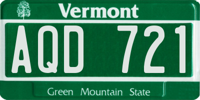 VT license plate AQD721
