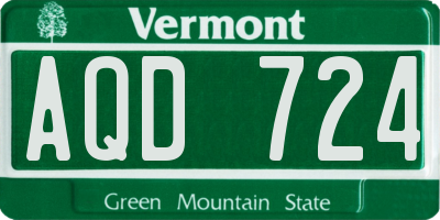 VT license plate AQD724