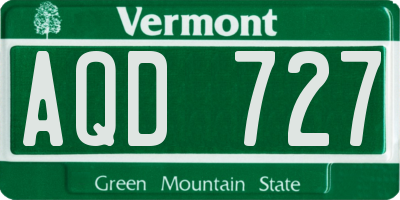 VT license plate AQD727