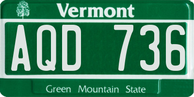 VT license plate AQD736