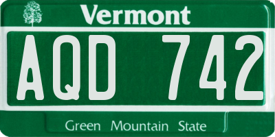 VT license plate AQD742