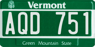 VT license plate AQD751