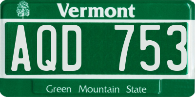 VT license plate AQD753