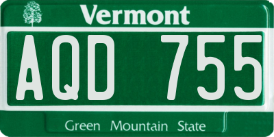 VT license plate AQD755