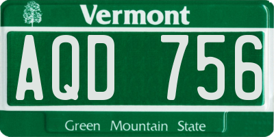 VT license plate AQD756