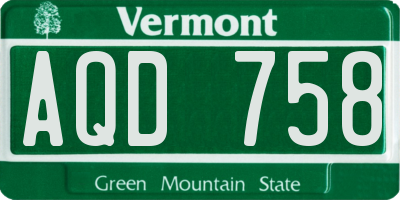 VT license plate AQD758