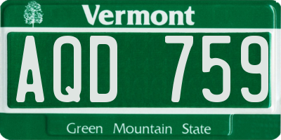 VT license plate AQD759