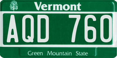 VT license plate AQD760