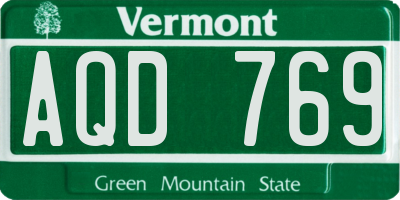 VT license plate AQD769