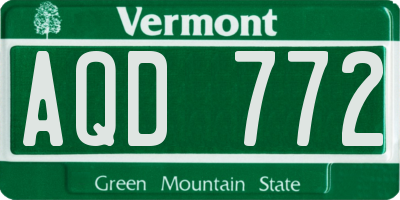 VT license plate AQD772