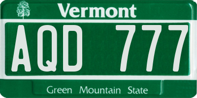VT license plate AQD777