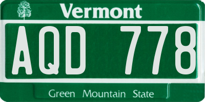 VT license plate AQD778