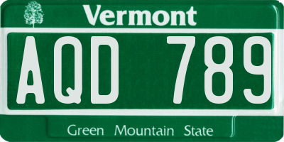 VT license plate AQD789