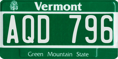 VT license plate AQD796