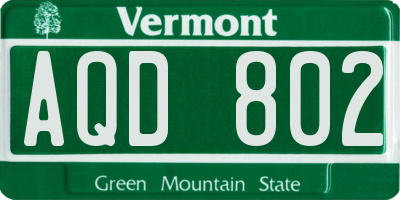 VT license plate AQD802