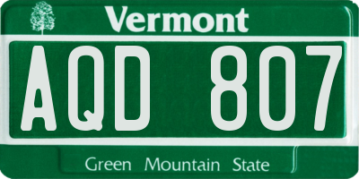 VT license plate AQD807