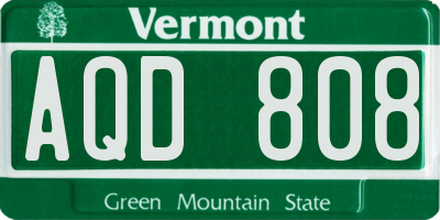 VT license plate AQD808