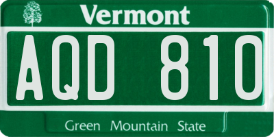 VT license plate AQD810
