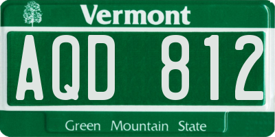 VT license plate AQD812