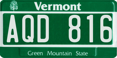 VT license plate AQD816