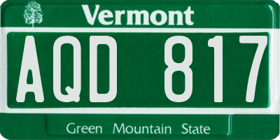 VT license plate AQD817