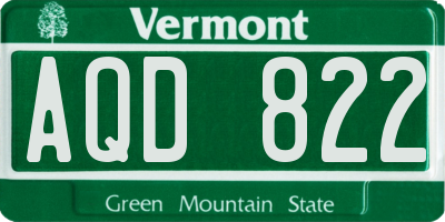 VT license plate AQD822