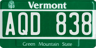 VT license plate AQD838