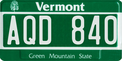 VT license plate AQD840