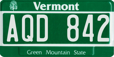 VT license plate AQD842